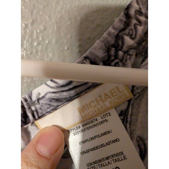 MICHAEL Michael Kors Swim Cover Up Tunic M/L Black White Marble Dolman Sleeve - Picture 3 of 5